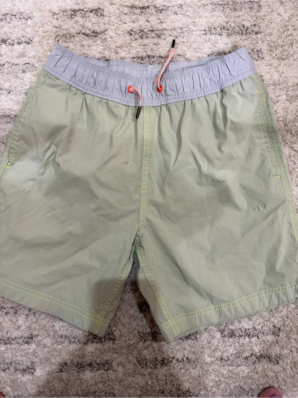 Crewcuts Light Green Swim Trunks with Gray Waistband